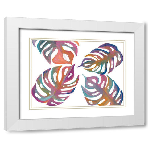 Colorful Palm Leaves I White Modern Wood Framed Art Print with Double Matting by Ritter, Gina