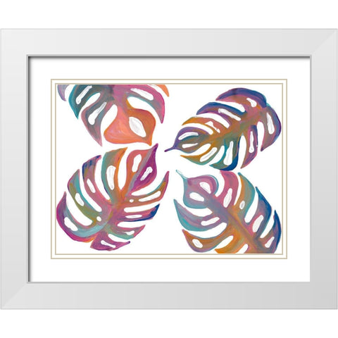 Colorful Palm Leaves I White Modern Wood Framed Art Print with Double Matting by Ritter, Gina