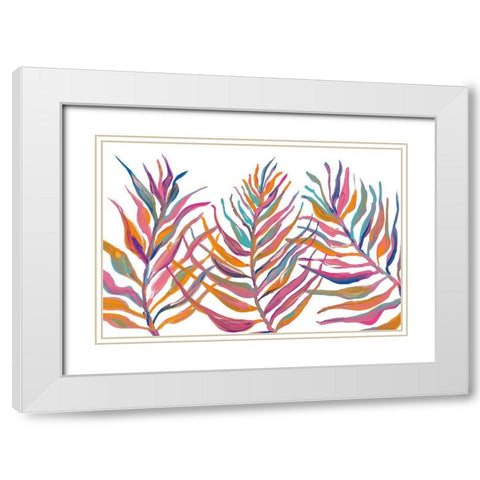 Colorful Palm Leaves IV White Modern Wood Framed Art Print with Double Matting by Ritter, Gina
