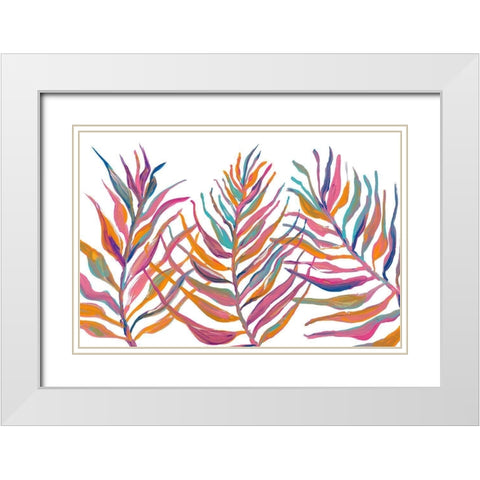 Colorful Palm Leaves IV White Modern Wood Framed Art Print with Double Matting by Ritter, Gina