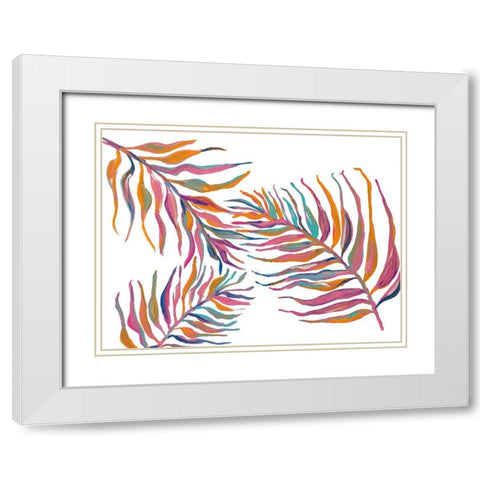 Colorful Palm Leaves II White Modern Wood Framed Art Print with Double Matting by Ritter, Gina