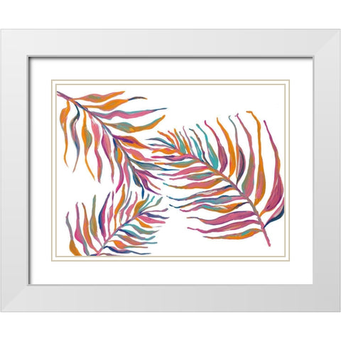 Colorful Palm Leaves II White Modern Wood Framed Art Print with Double Matting by Ritter, Gina