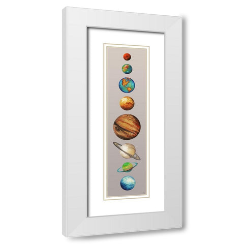 Planets White Modern Wood Framed Art Print with Double Matting by Medley, Elizabeth