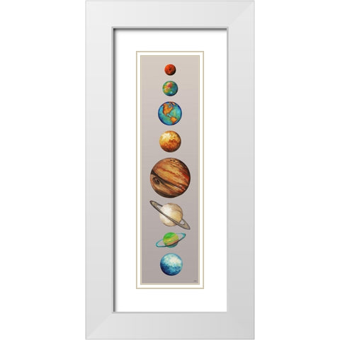 Planets White Modern Wood Framed Art Print with Double Matting by Medley, Elizabeth