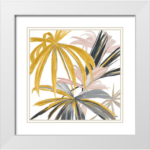 Palmichas Design White Modern Wood Framed Art Print with Double Matting by Pinto, Patricia