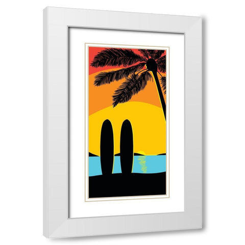Sunset Surf Panel White Modern Wood Framed Art Print with Double Matting by Edwins, Hugo