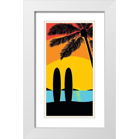 Sunset Surf Panel White Modern Wood Framed Art Print with Double Matting by Edwins, Hugo