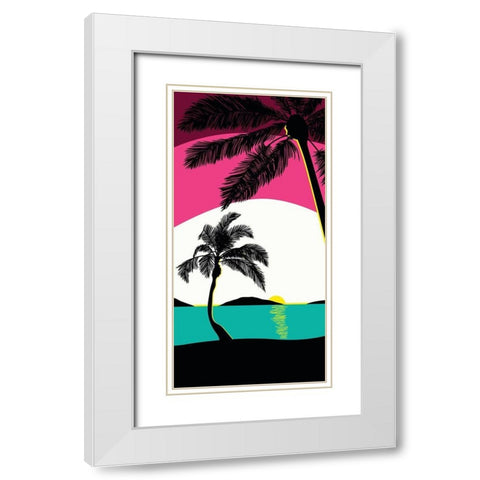 Pink Sunset Surf Panel White Modern Wood Framed Art Print with Double Matting by Edwins, Hugo