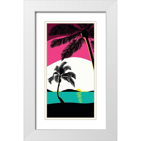 Pink Sunset Surf Panel White Modern Wood Framed Art Print with Double Matting by Edwins, Hugo