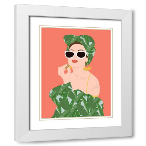 Tropical Lady White Modern Wood Framed Art Print with Double Matting by Bucheli, Jen