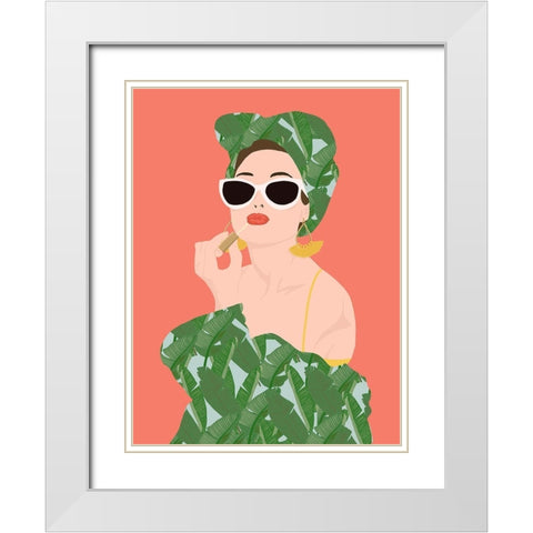 Tropical Lady White Modern Wood Framed Art Print with Double Matting by Bucheli, Jen