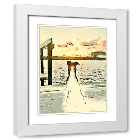 Paws At Sunset White Modern Wood Framed Art Print with Double Matting by Acosta