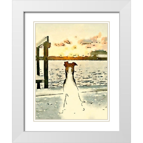Paws At Sunset White Modern Wood Framed Art Print with Double Matting by Acosta