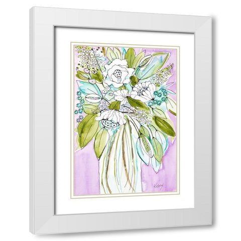 Hopeful Bouquet White Modern Wood Framed Art Print with Double Matting by Krinlox
