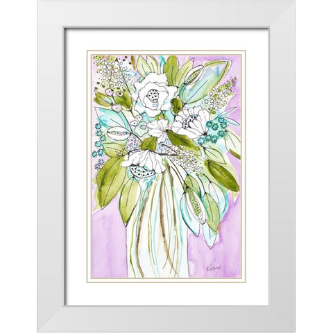 Hopeful Bouquet White Modern Wood Framed Art Print with Double Matting by Krinlox