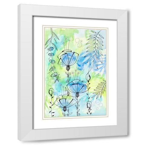 Floral Beauties Above White Modern Wood Framed Art Print with Double Matting by Krinlox