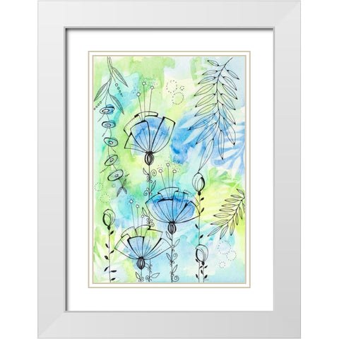 Floral Beauties Above White Modern Wood Framed Art Print with Double Matting by Krinlox