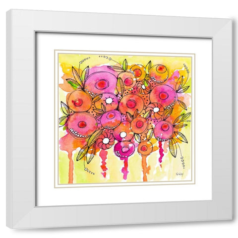 Floral Wash White Modern Wood Framed Art Print with Double Matting by Krinlox