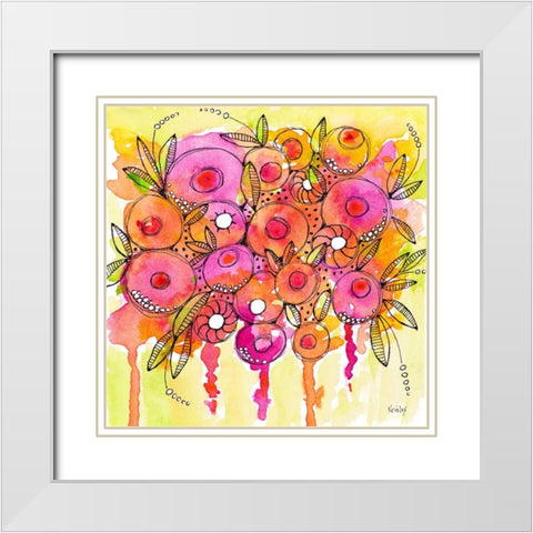 Floral Wash White Modern Wood Framed Art Print with Double Matting by Krinlox