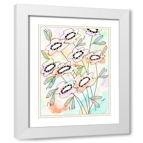 Spring Bouquet White Modern Wood Framed Art Print with Double Matting by Krinlox