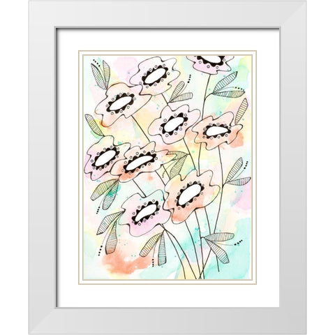 Spring Bouquet White Modern Wood Framed Art Print with Double Matting by Krinlox
