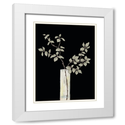 Modern Floral On Black I White Modern Wood Framed Art Print with Double Matting by Medley, Elizabeth