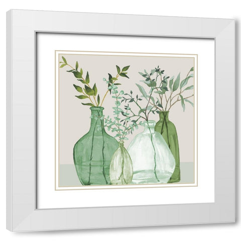 Green Serenity Accents White Modern Wood Framed Art Print with Double Matting by Medley, Elizabeth