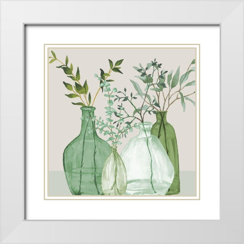 Green Serenity Accents White Modern Wood Framed Art Print with Double Matting by Medley, Elizabeth