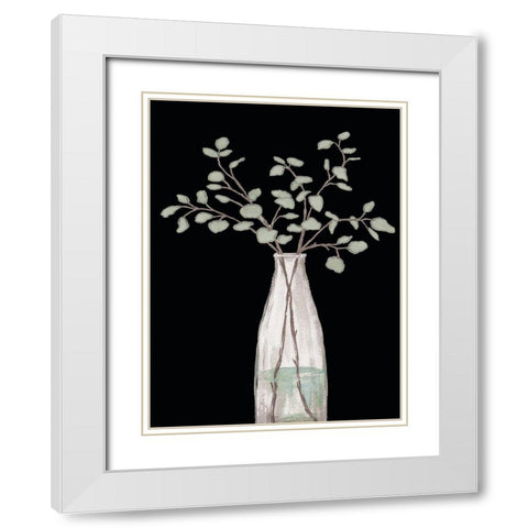 Modern Floral On Black II White Modern Wood Framed Art Print with Double Matting by Medley, Elizabeth