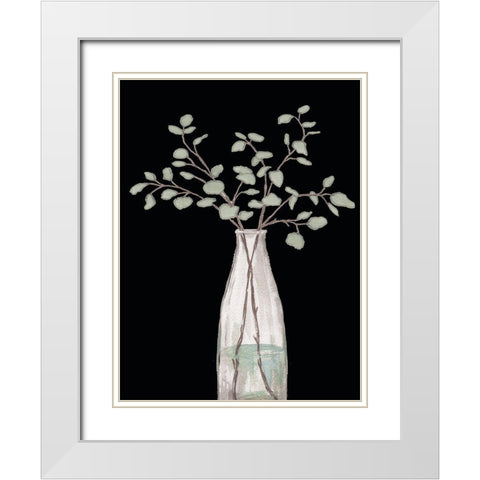 Modern Floral On Black II White Modern Wood Framed Art Print with Double Matting by Medley, Elizabeth