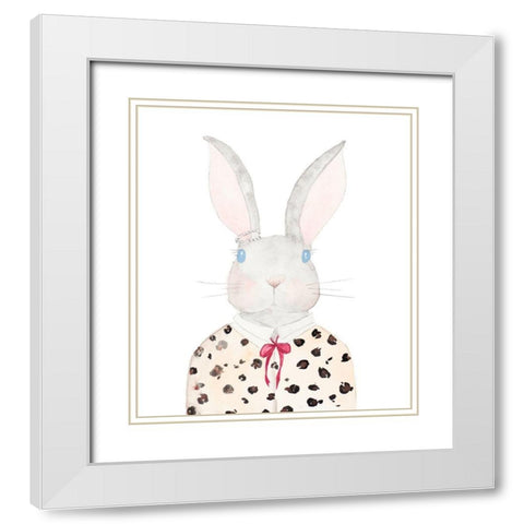 Sweater Rabbit White Modern Wood Framed Art Print with Double Matting by James, Nola