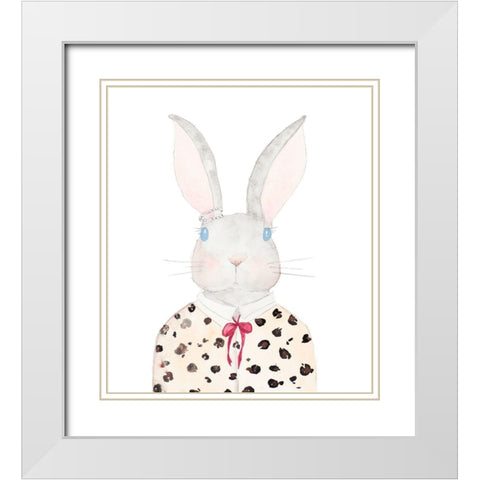Sweater Rabbit White Modern Wood Framed Art Print with Double Matting by James, Nola