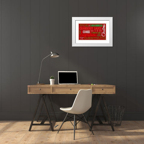 Christmas Kitchen Typography White Modern Wood Framed Art Print with Double Matting by Metz, Andi