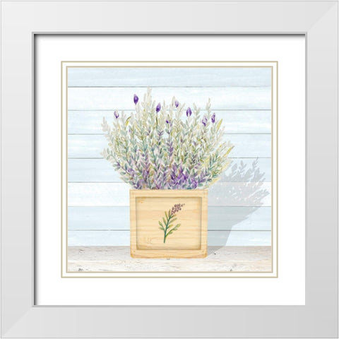Lavender and Wood Square III White Modern Wood Framed Art Print with Double Matting by Gaynor, Janice