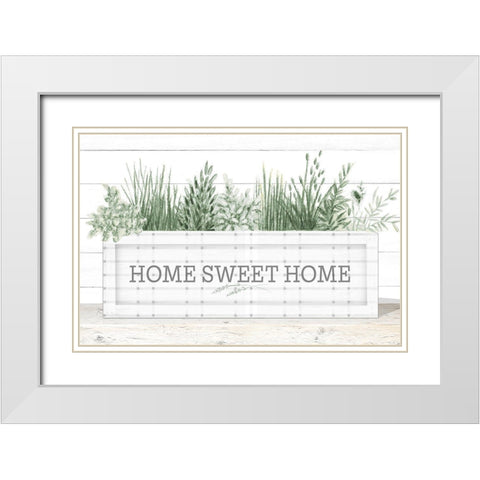 Home Sweet Home White Modern Wood Framed Art Print with Double Matting by Gaynor, Janice