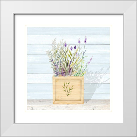Lavender and Wood Square IV White Modern Wood Framed Art Print with Double Matting by Gaynor, Janice