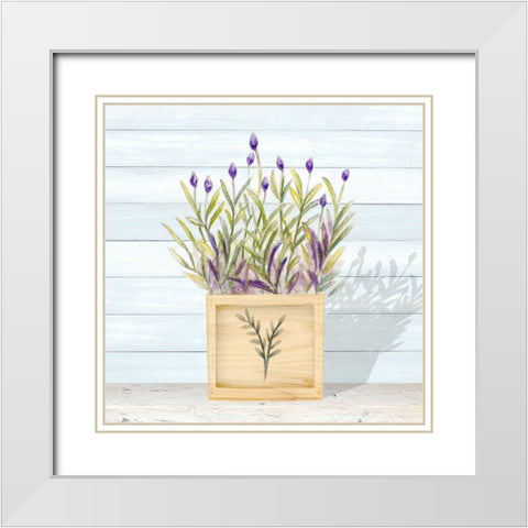 Lavender and Wood Square II White Modern Wood Framed Art Print with Double Matting by Gaynor, Janice