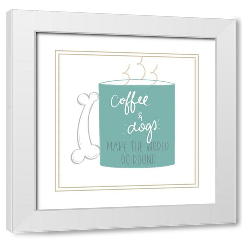 Coffee and Dogs White Modern Wood Framed Art Print with Double Matting by Navas, Emily