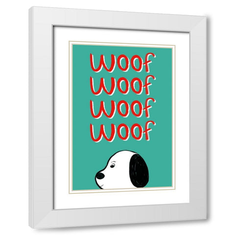 Woof White Modern Wood Framed Art Print with Double Matting by Navas, Emily