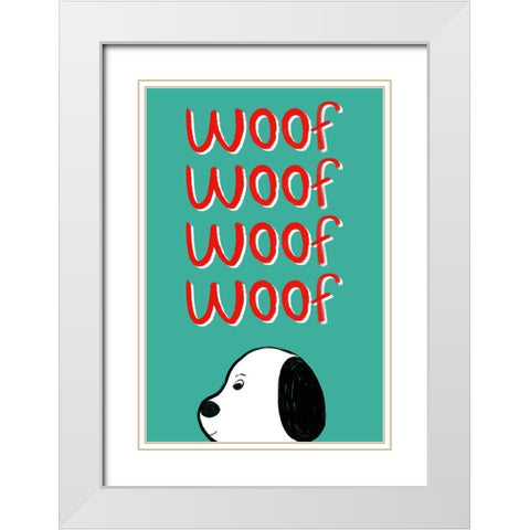 Woof White Modern Wood Framed Art Print with Double Matting by Navas, Emily