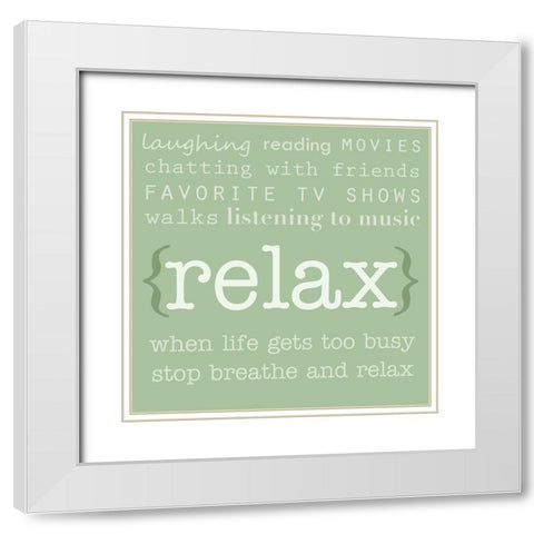 Relax White Modern Wood Framed Art Print with Double Matting by Quach, Anna