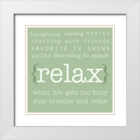Relax White Modern Wood Framed Art Print with Double Matting by Quach, Anna
