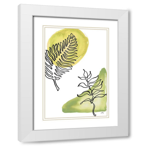 Tropical Palm Contours I White Modern Wood Framed Art Print with Double Matting by Medley, Elizabeth
