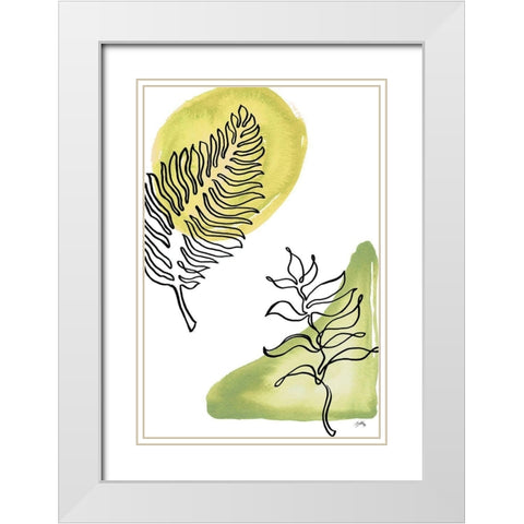 Tropical Palm Contours I White Modern Wood Framed Art Print with Double Matting by Medley, Elizabeth