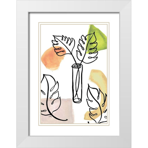 Tropical Palm Contours II White Modern Wood Framed Art Print with Double Matting by Medley, Elizabeth