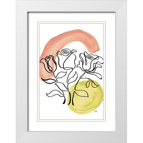 Modern Floral Line II White Modern Wood Framed Art Print with Double Matting by Medley, Elizabeth