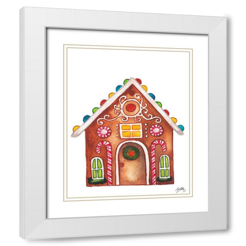Gingerbread and Candy House I White Modern Wood Framed Art Print with Double Matting by Medley, Elizabeth