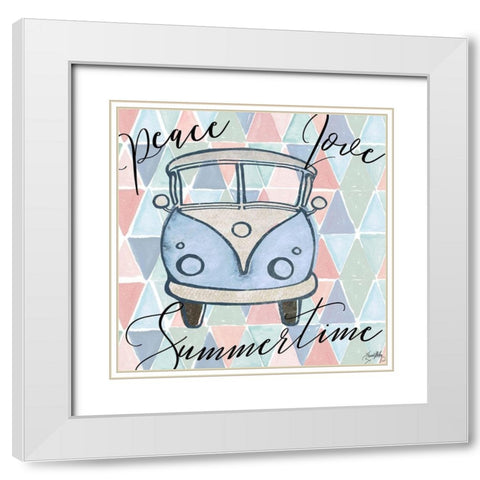 Peace Bus I White Modern Wood Framed Art Print with Double Matting by Medley, Elizabeth