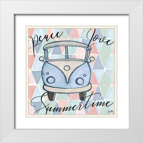 Peace Bus I White Modern Wood Framed Art Print with Double Matting by Medley, Elizabeth