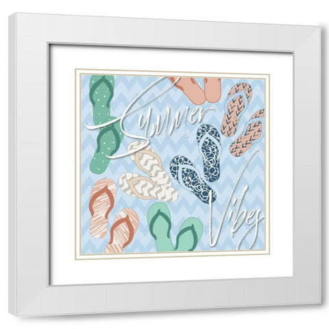 Summer Vibes and Flip Flops White Modern Wood Framed Art Print with Double Matting by Medley, Elizabeth